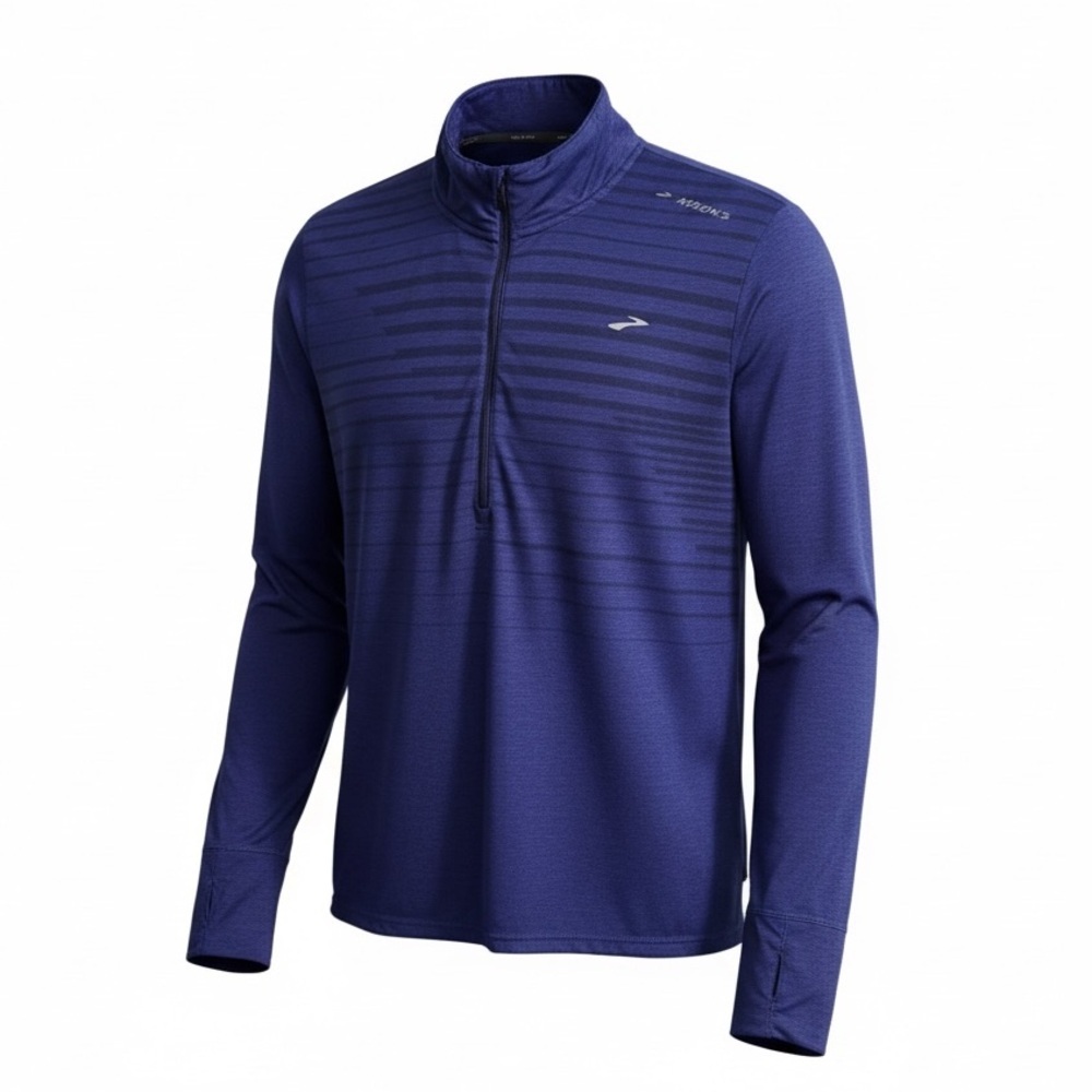 BROOKS Run Happy‎ Men’s Half Zip Running Shirt Blue Performance Pullover Large - Picture 14 of 14